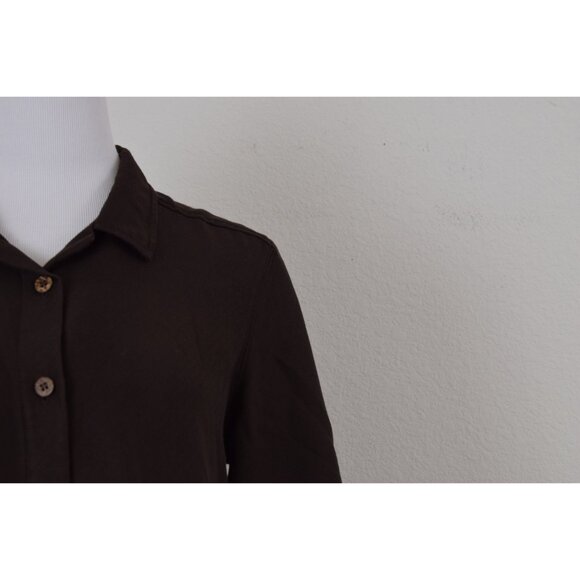 Vintage 90s‎ Chocolate Brown Rayon/Polyester Shirt size PM - Picture 10 of 10